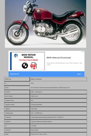 MOTOSİKLET BMW R 100R MYSTİC